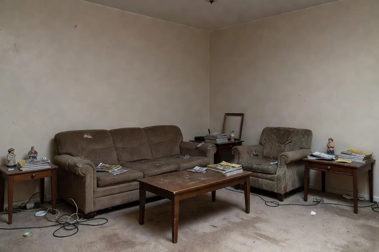 AI Living Room Design before — the original room photographed for DecorAI